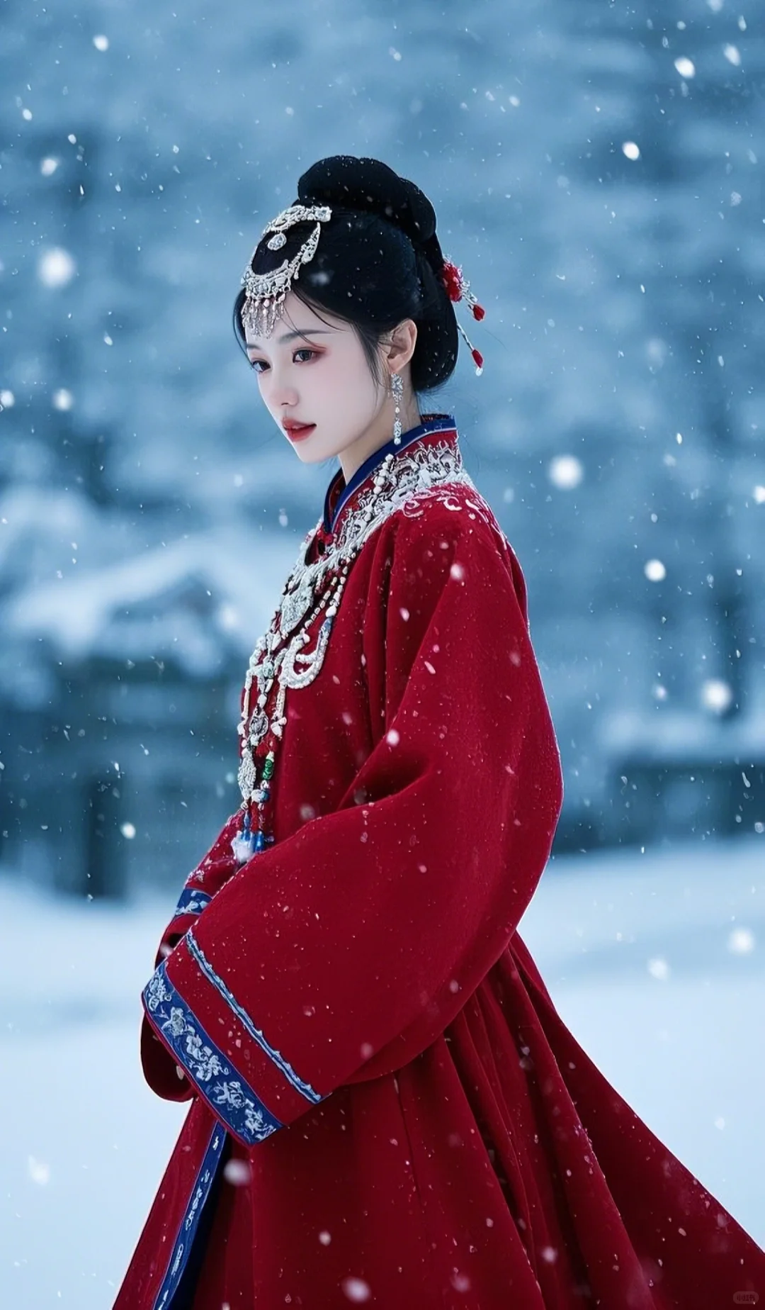AI雪景美女