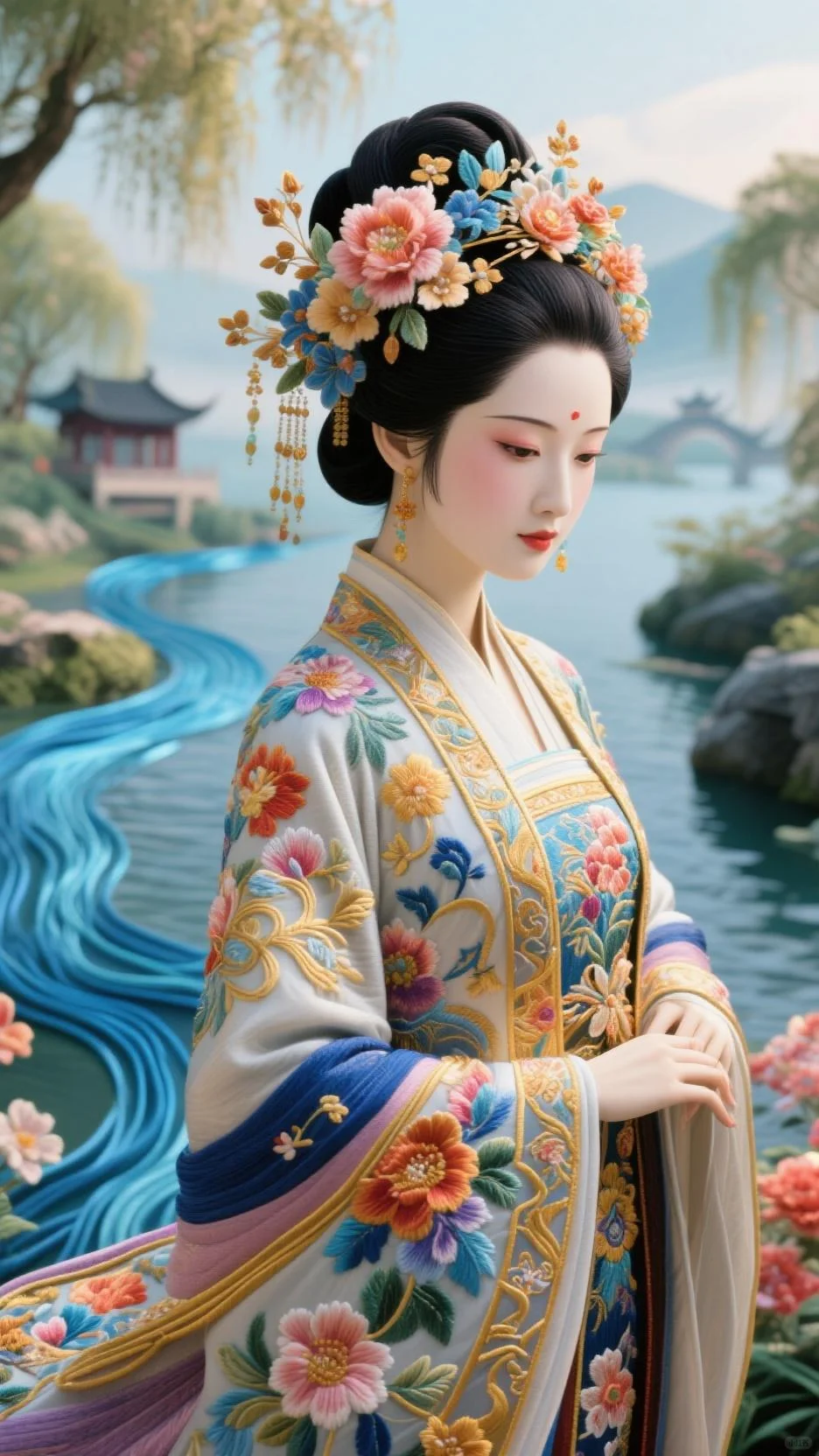 AI 绣的国风美女绝了