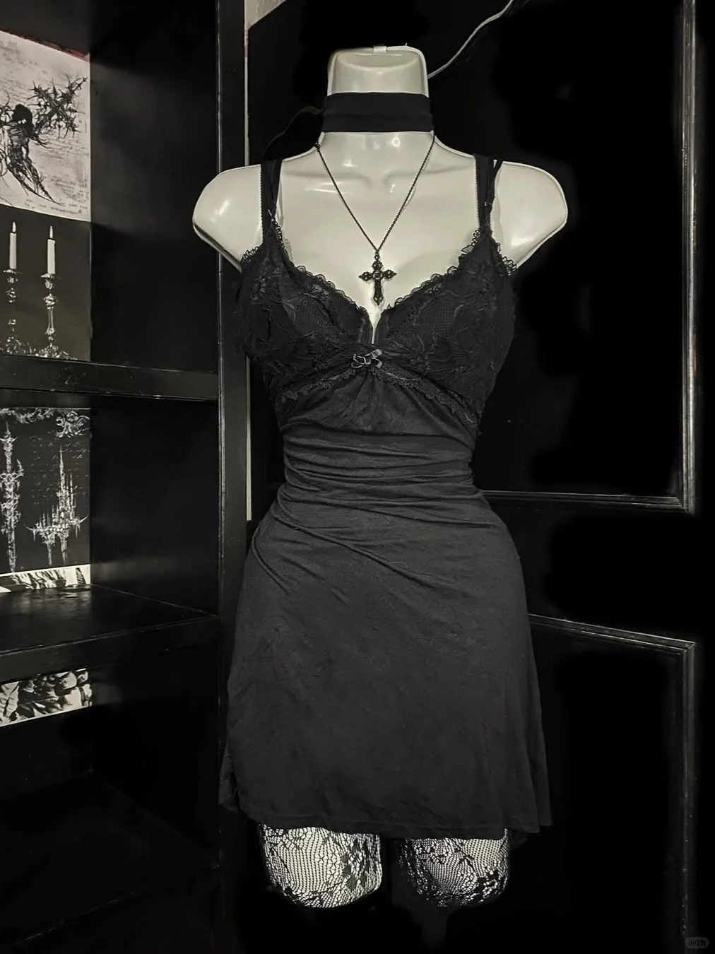 黑色蕾丝吊带连衣裙🎀Vintage 古着