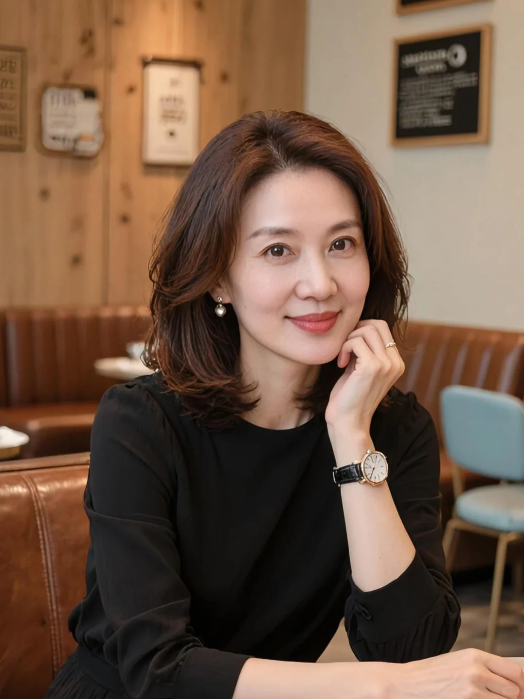 卷发➕知性，才是真正的漂亮～