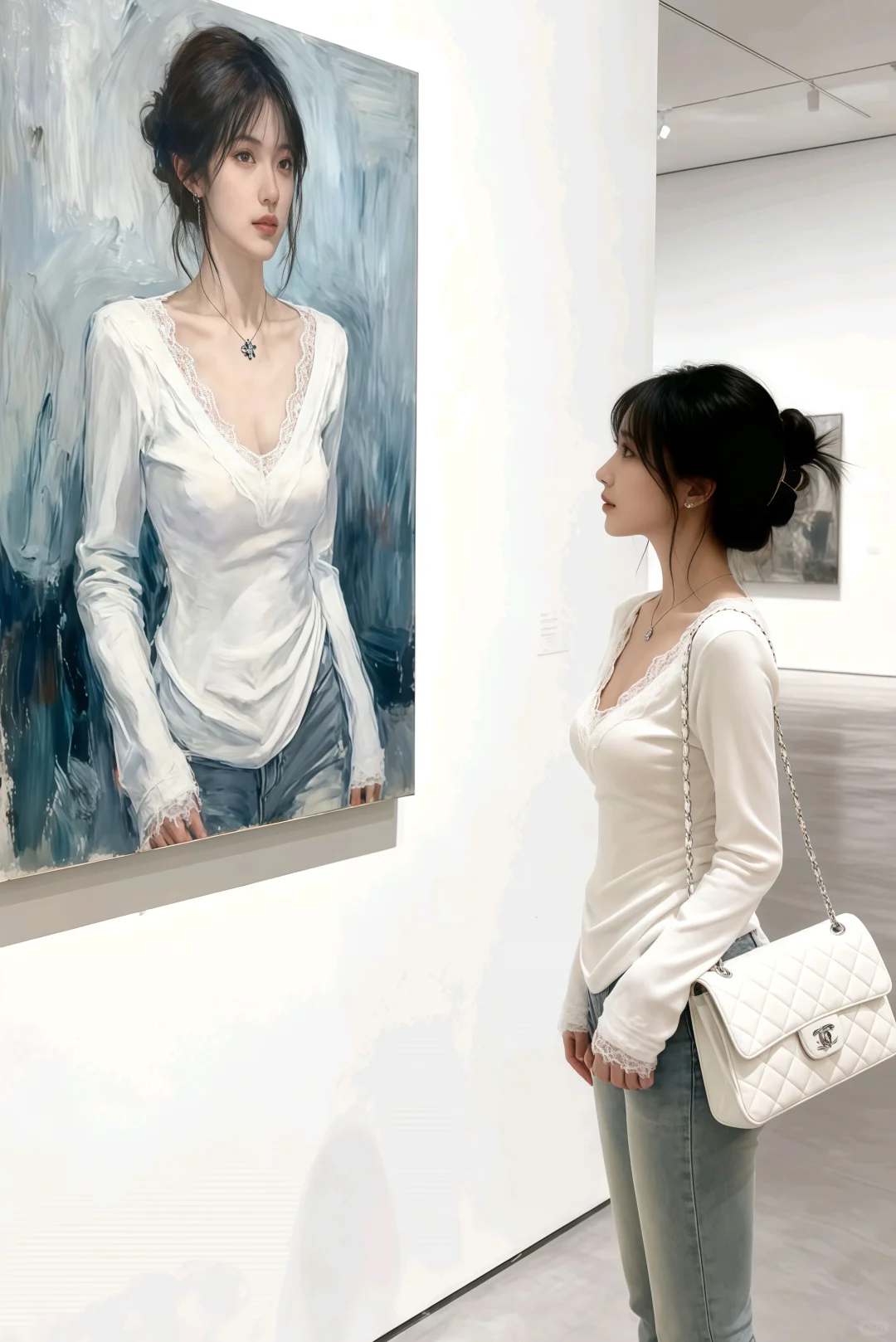 纯欲天花板!这件蕾丝V领上衣也太会了吧