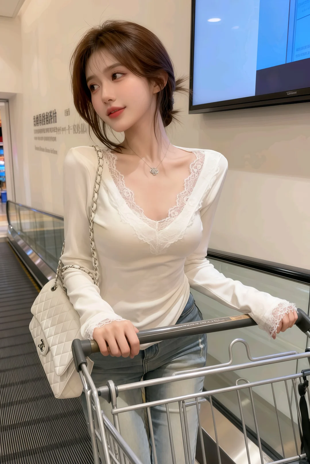 纯欲天花板!这件蕾丝V领上衣也太会了吧