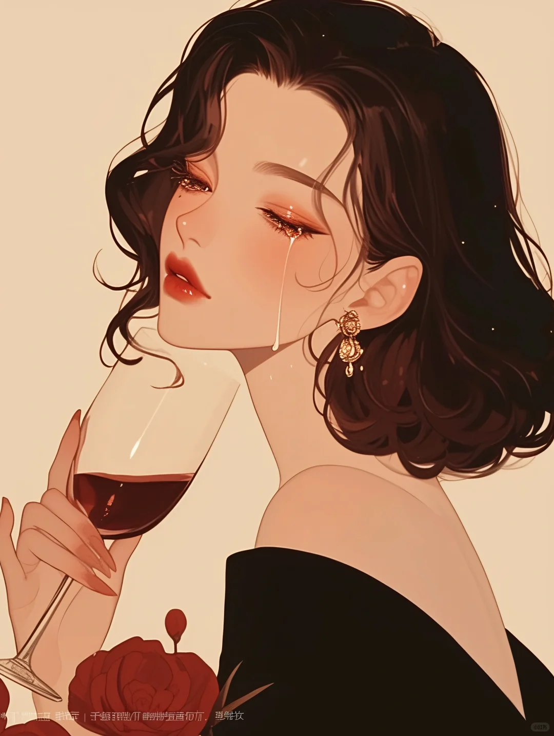 喝醉就不会心痛了|借酒消愁女生插画|A082