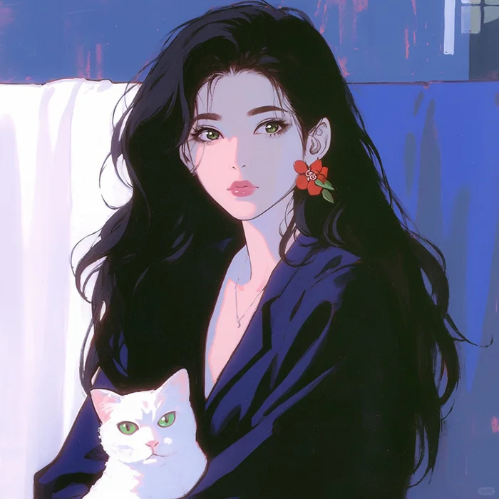 玫瑰和猫 🐈 复古旧漫 治愈系氛围头像