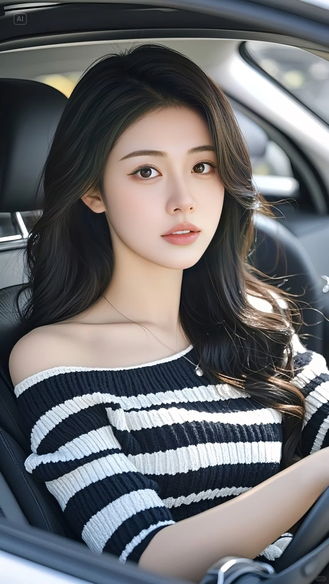 氛围感拉满的美女壁纸，车里（AI美女）