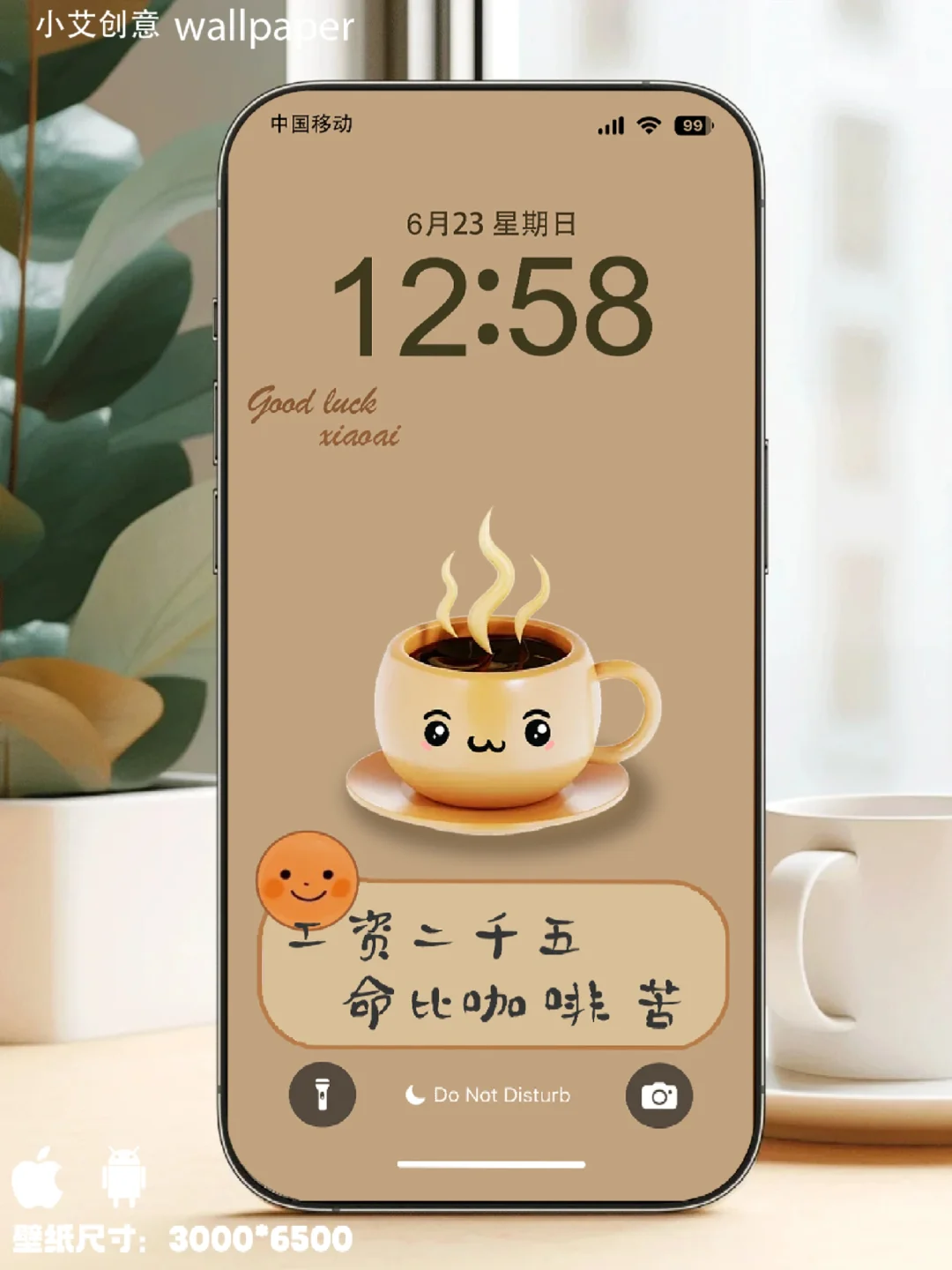 工资二千五,命比咖啡苦/简约壁纸#072