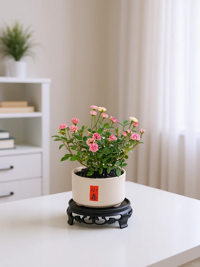 姬月季盆栽:迷你精致的 “吉祥小花”🌼