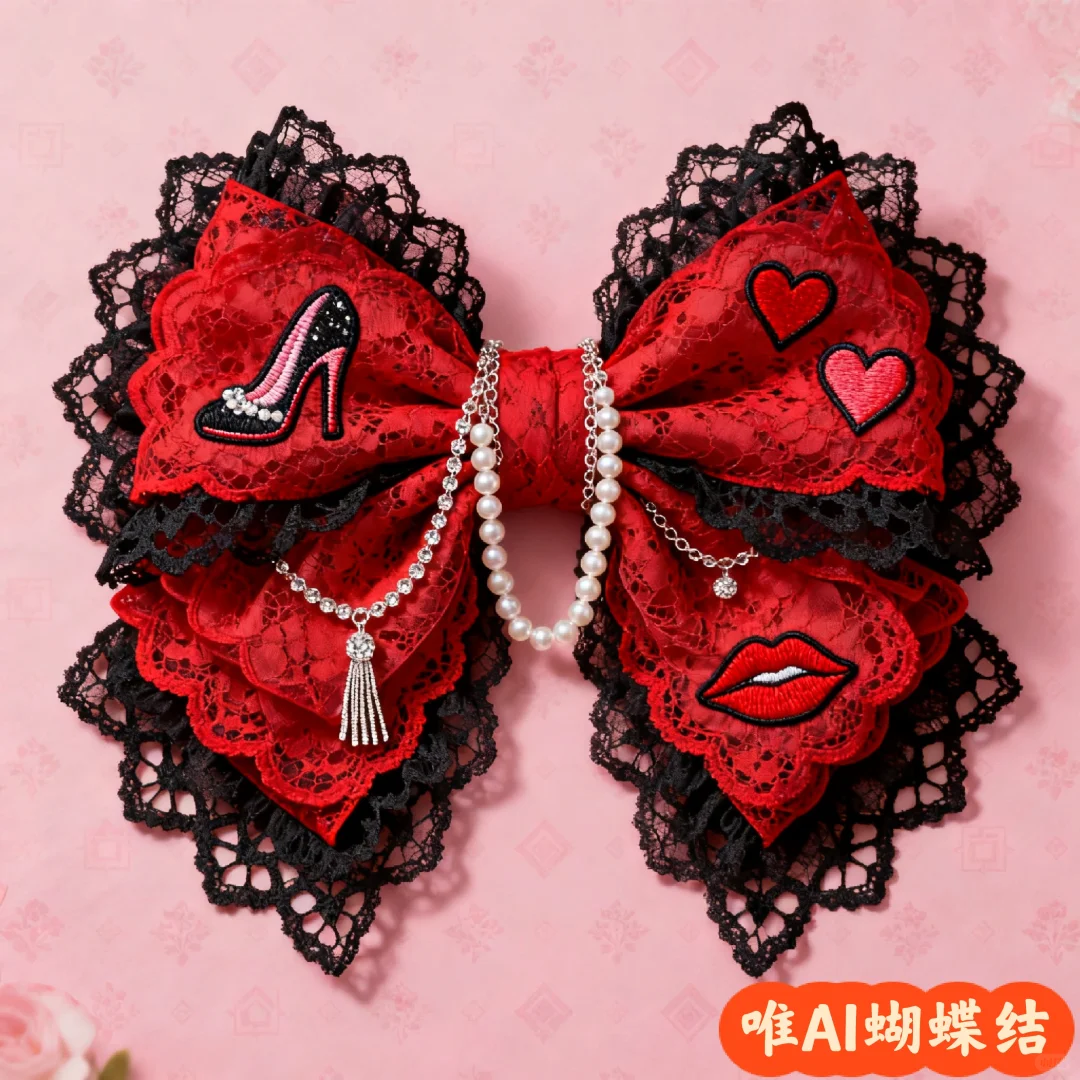 🎀红色蕾丝蝴蝶结