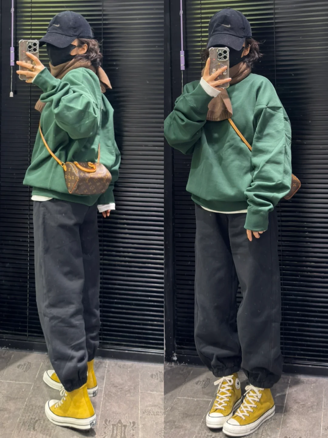 小个子女生穿搭，nike卫衣穿搭，黑色卫裤穿搭