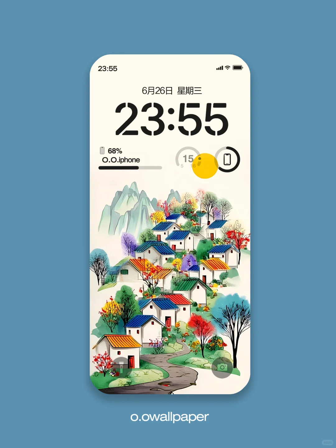 手机壁纸-🗻雪山村庄，治愈壁纸 395-期