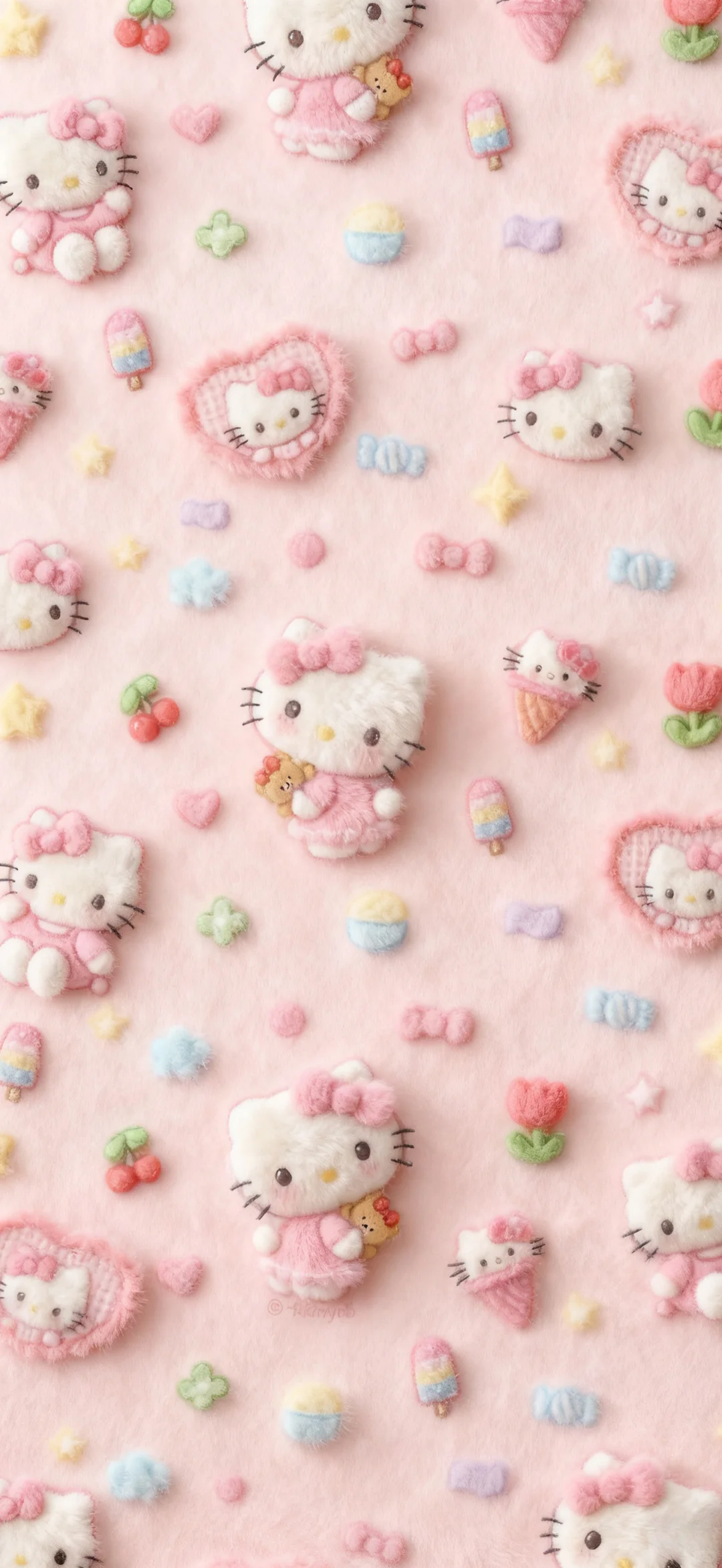 毛绒绒的Kitty平铺壁纸呀