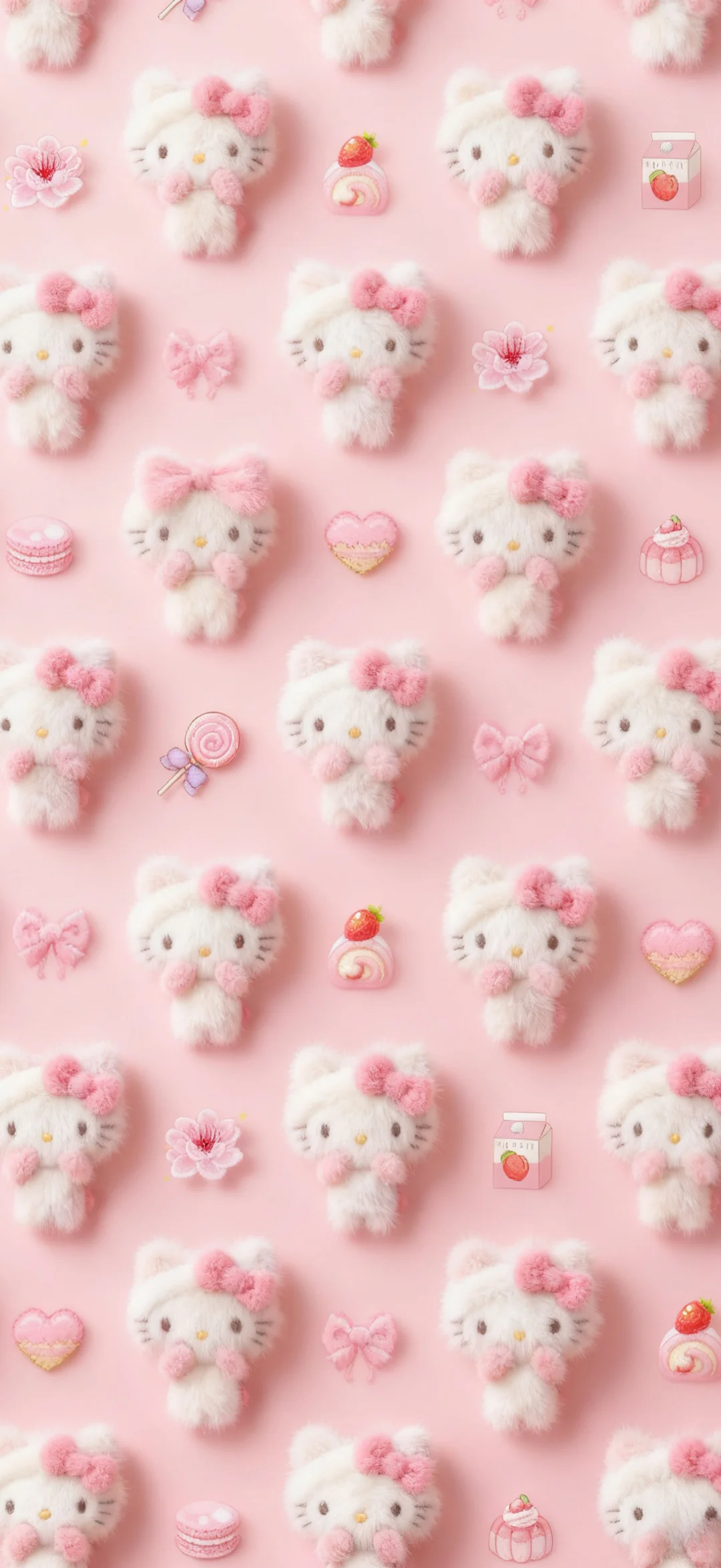 毛绒绒的Kitty平铺壁纸呀