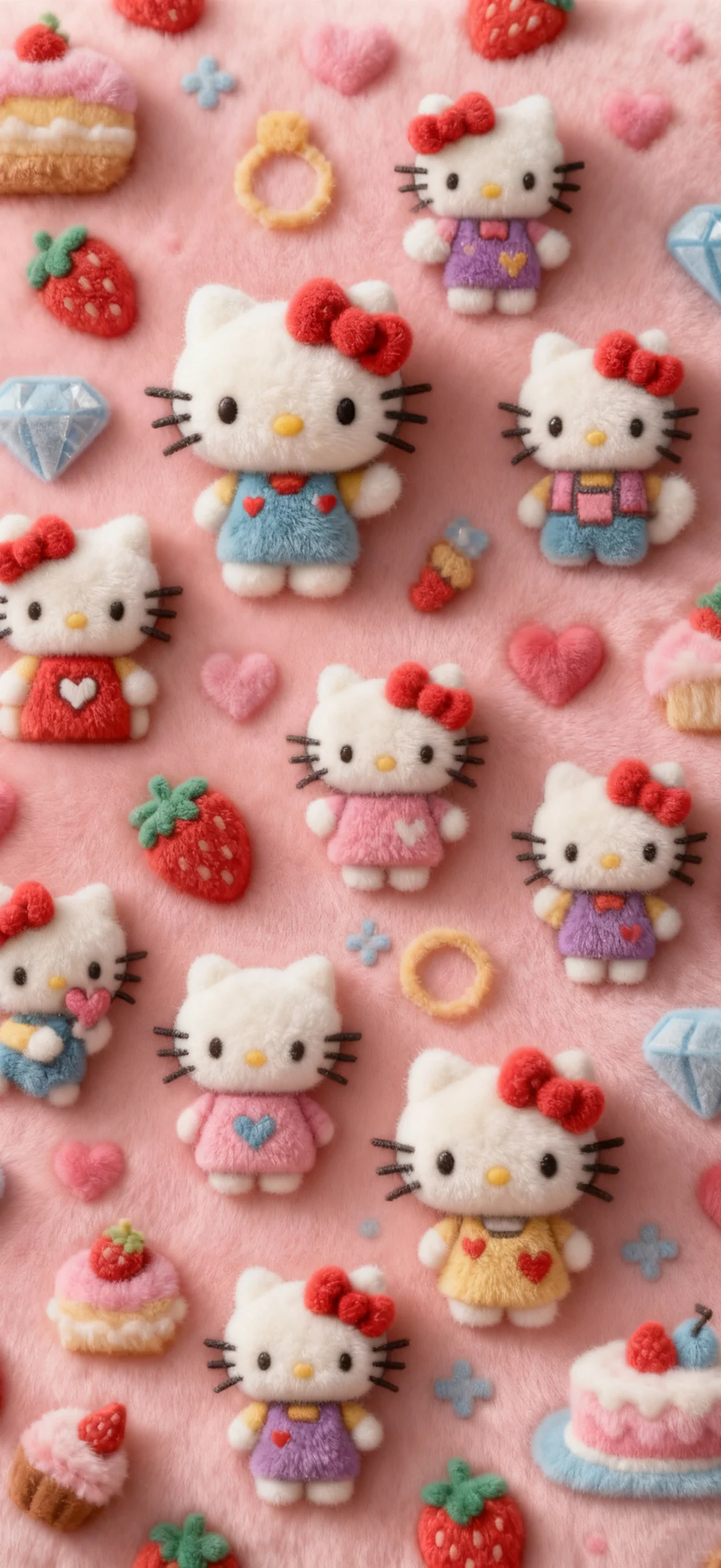 毛绒绒的Kitty平铺壁纸呀