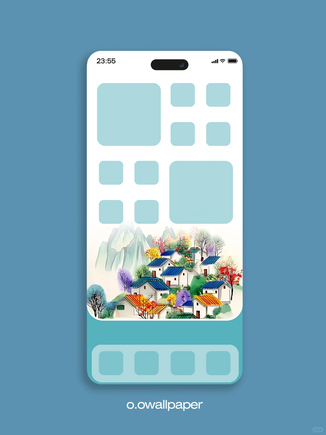 手机壁纸-🗻雪山村庄，治愈壁纸 395-期