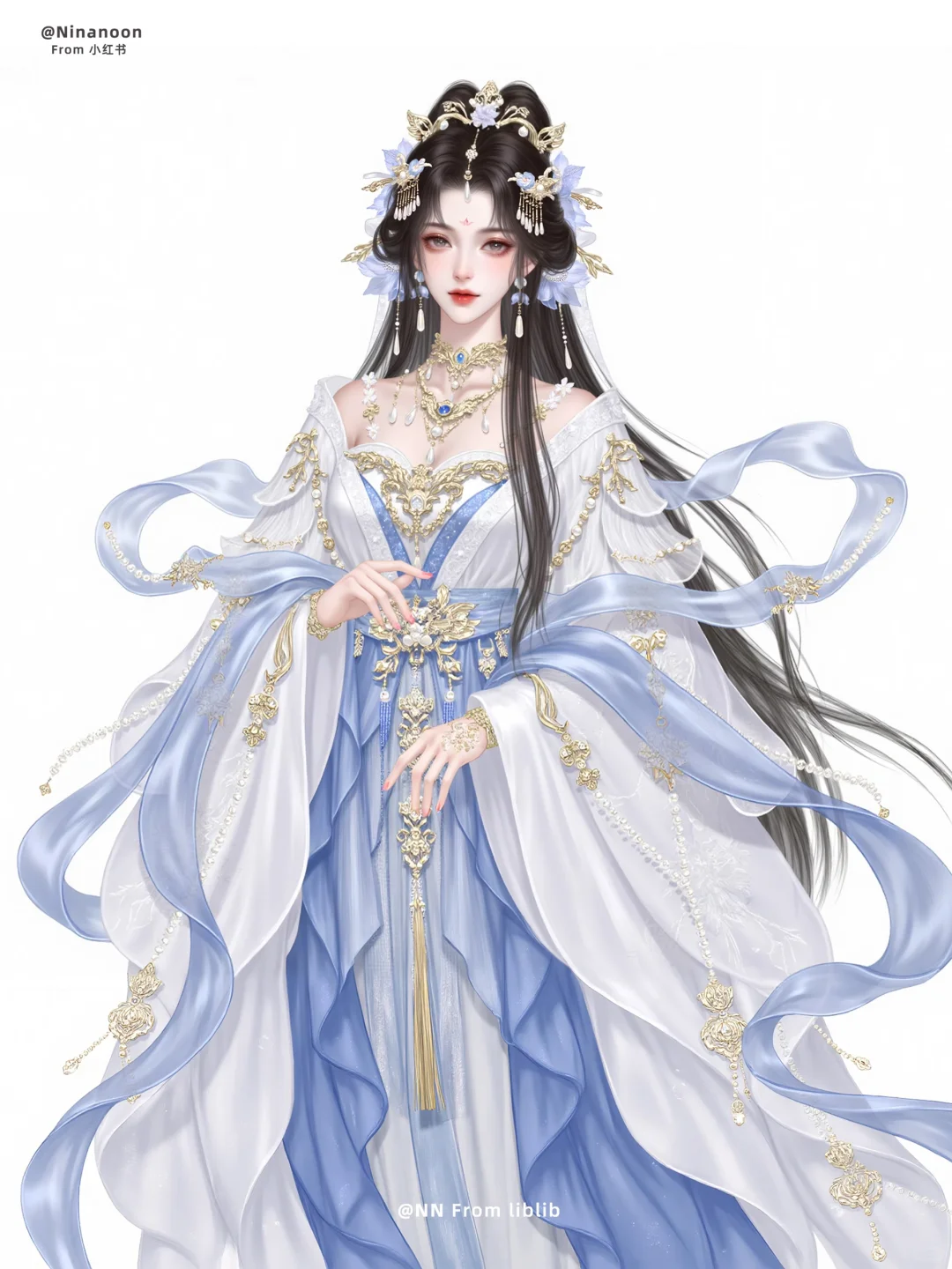 冷月谪仙 | 角色设计 | 古风服设插画