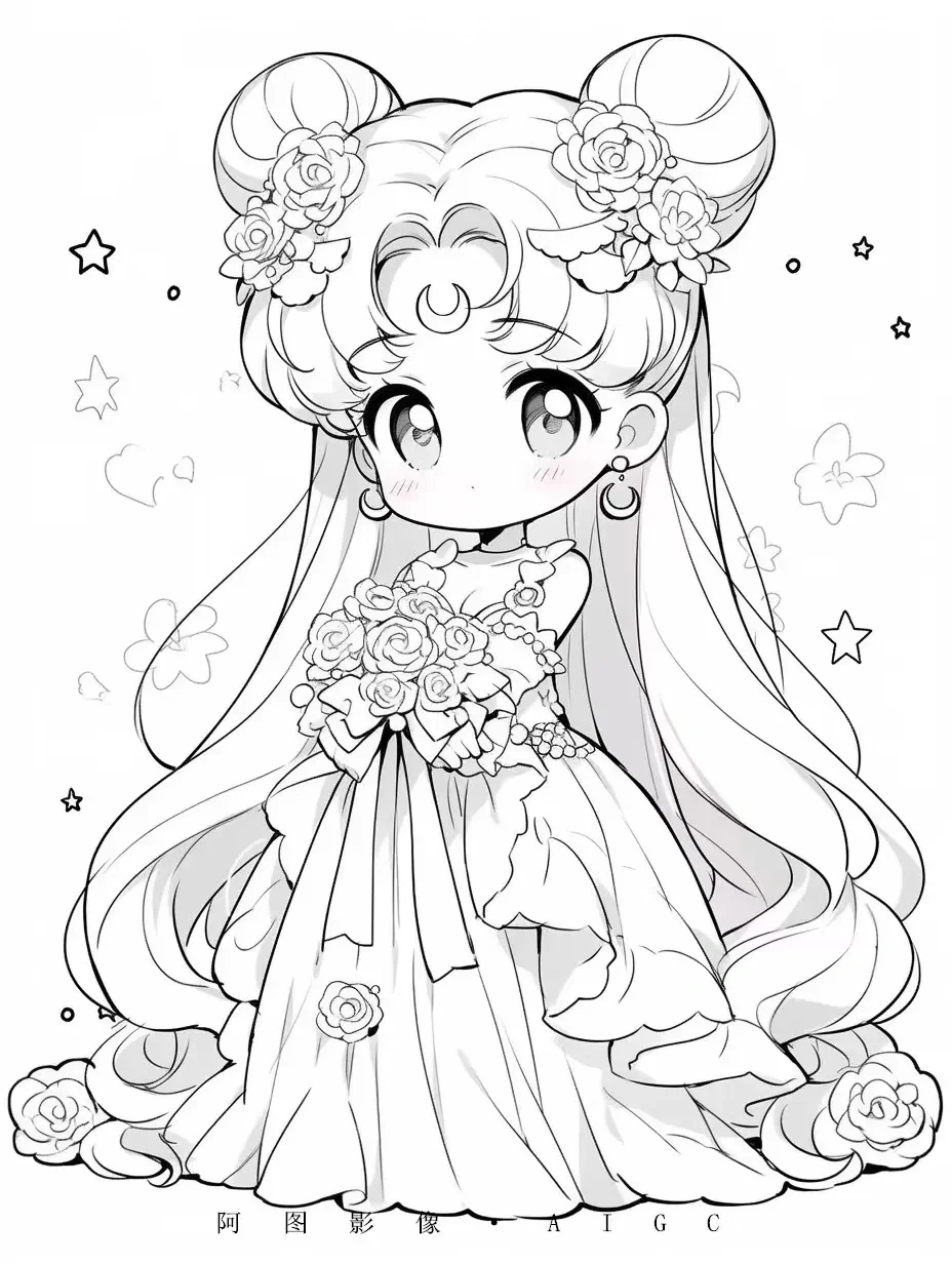 动漫人物线稿合集～黑白动漫