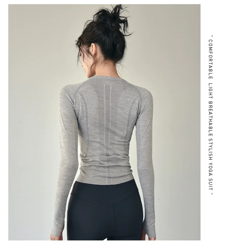 全新lulu运动上衣女秋冬款修身圆领速干瑜伽