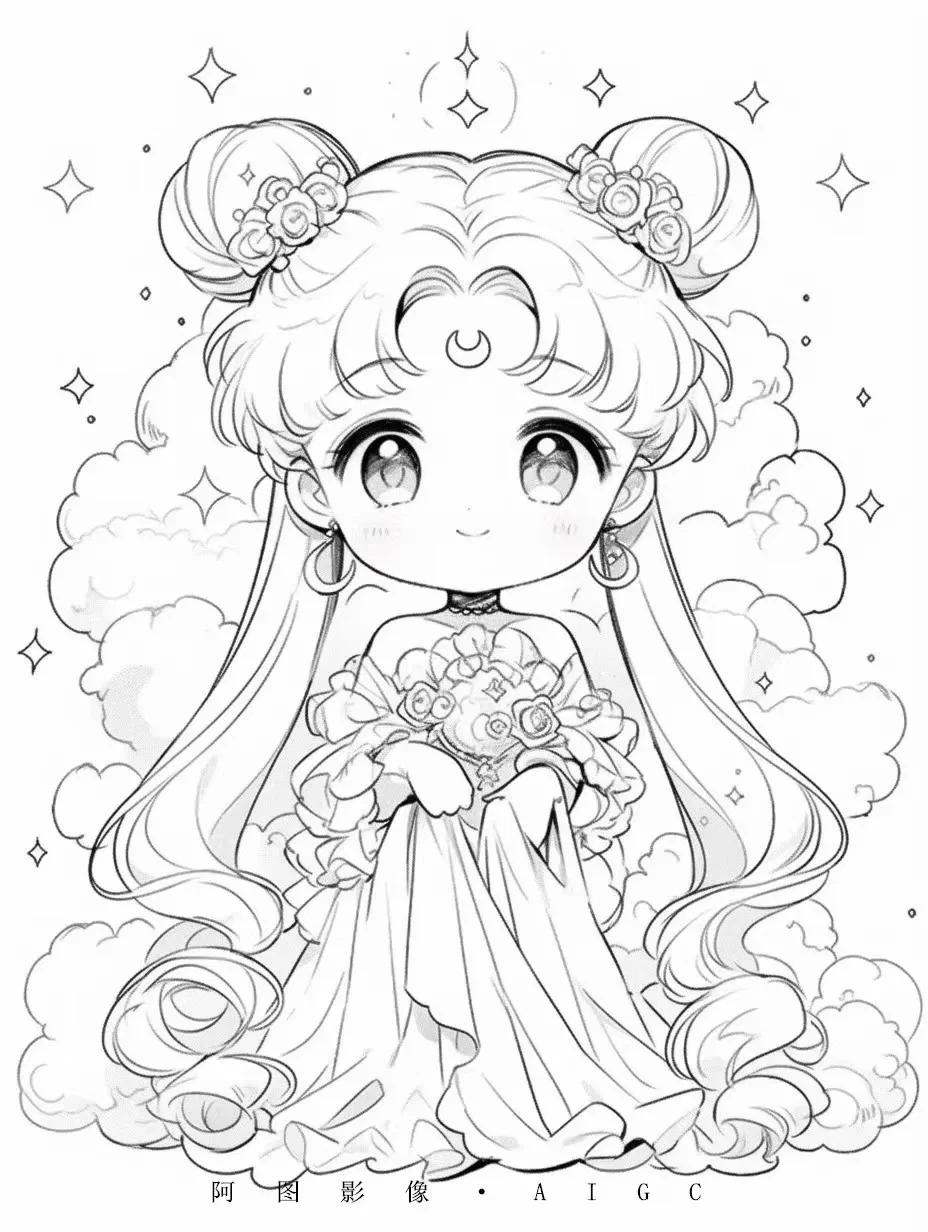 动漫人物线稿合集～黑白动漫