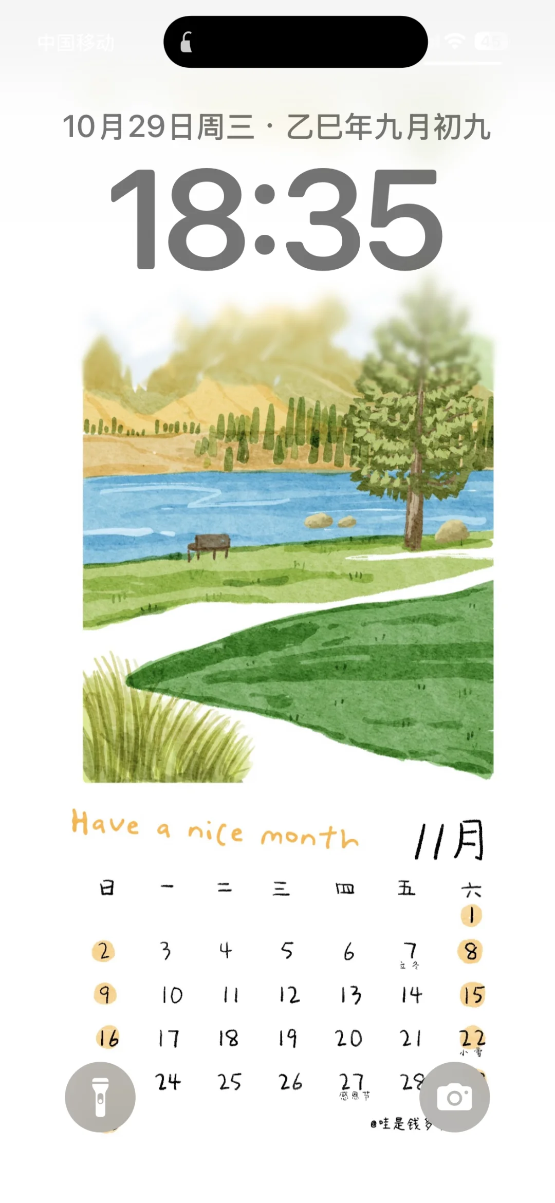 给自己做了个11月日历手机壁纸❗️