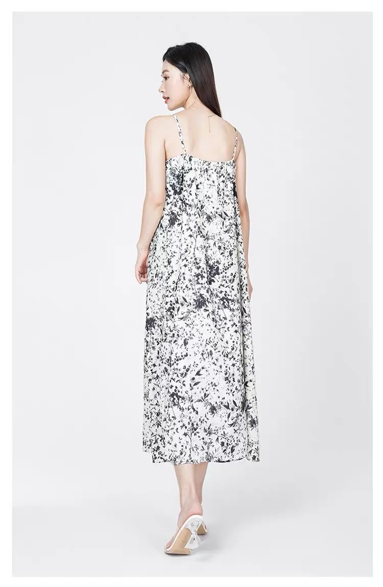 49🌟Mixblu黑色印花吊带连衣裙