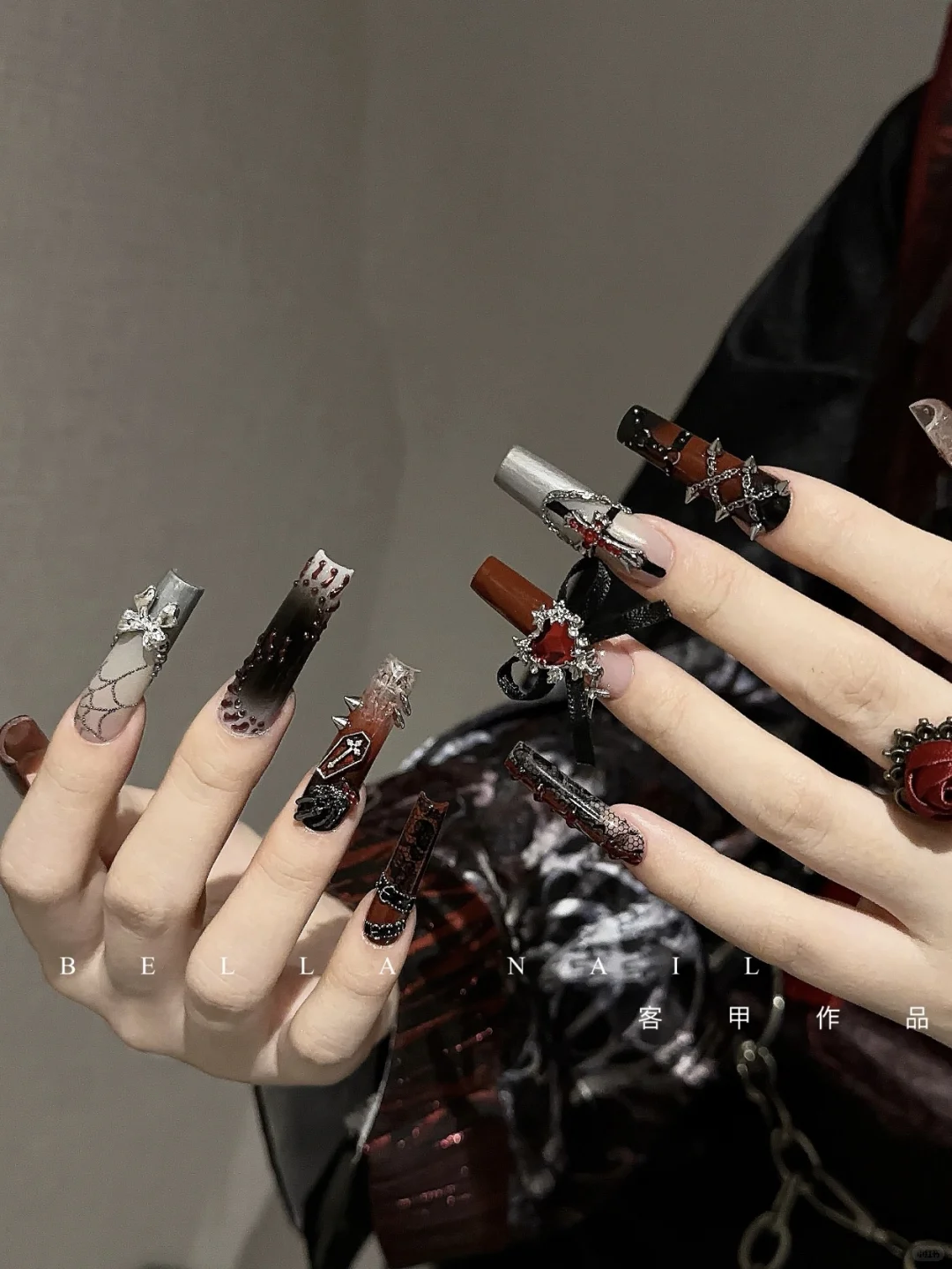 🖤暗黑系美甲｜⛓️金属风