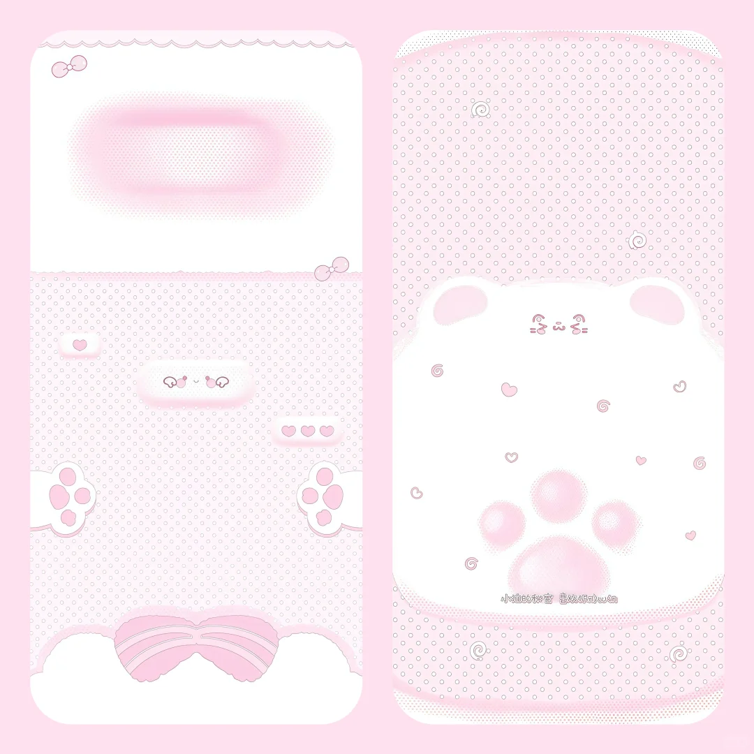 右滑壁纸分享｜粉色萌萌小猫全屏壁纸