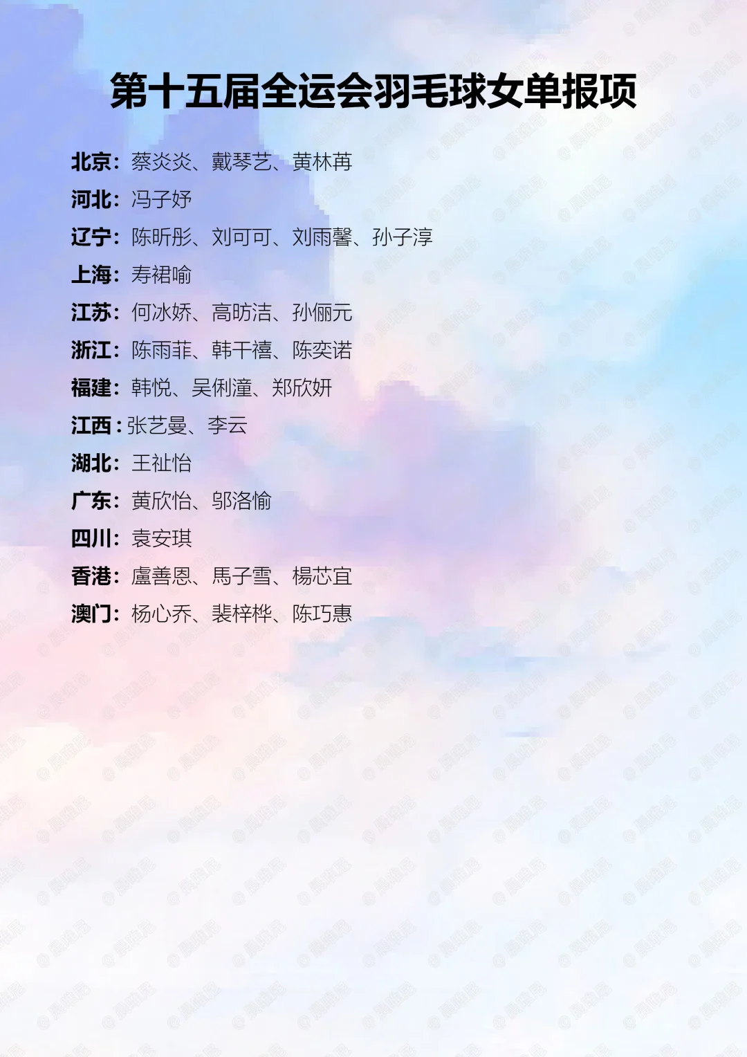 第十五届全运会羽毛球全赛程看点及报项