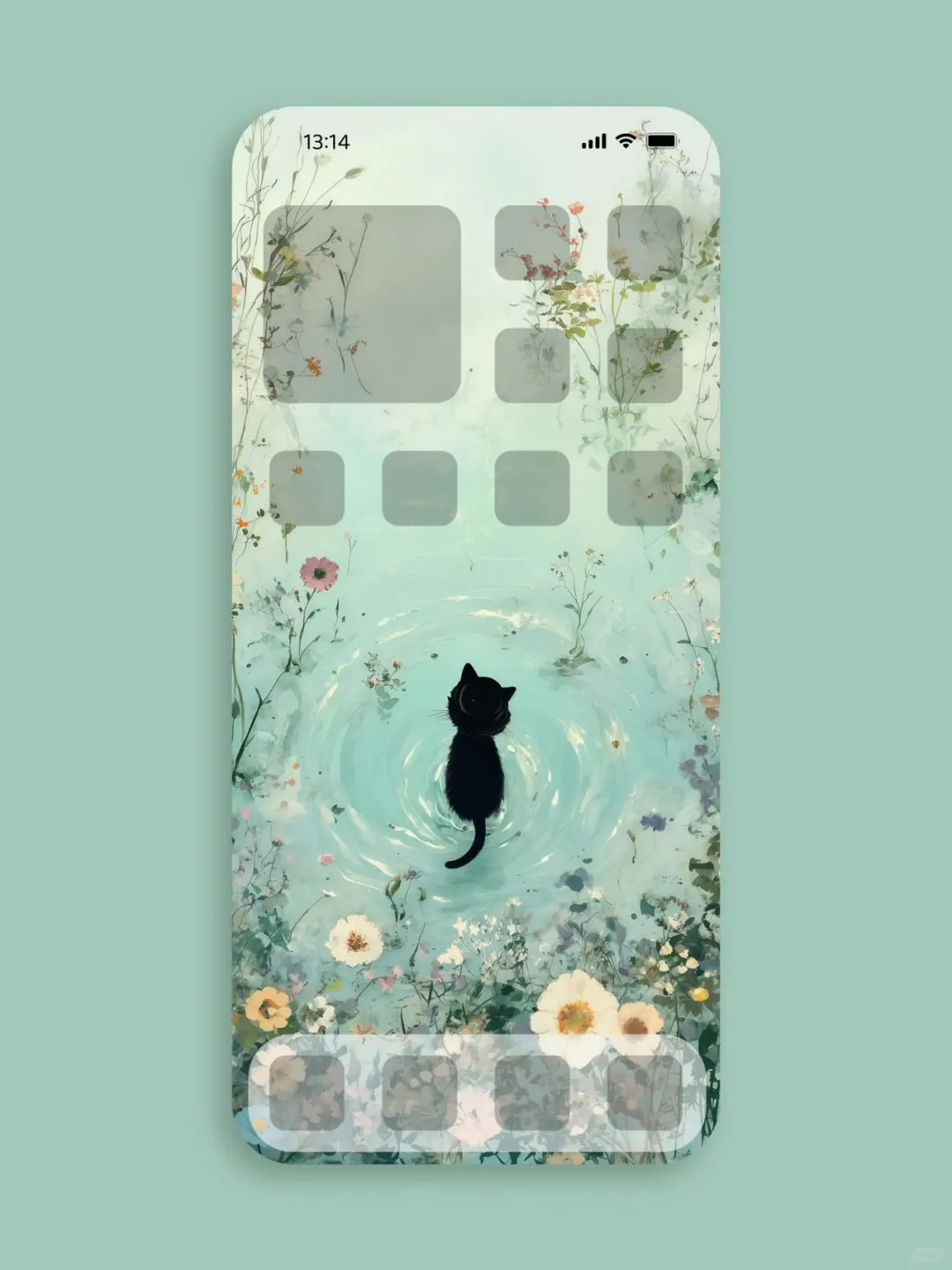 小黑猫的春天｜壁纸