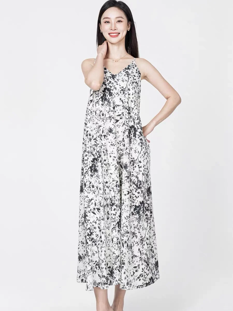 49🌟Mixblu黑色印花吊带连衣裙