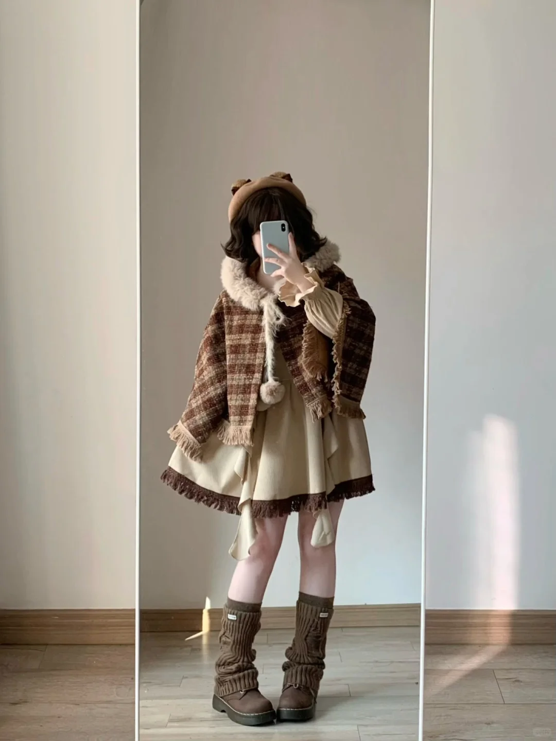 160 120｜微胖甜妹复古棕色系穿搭🍂好可爱