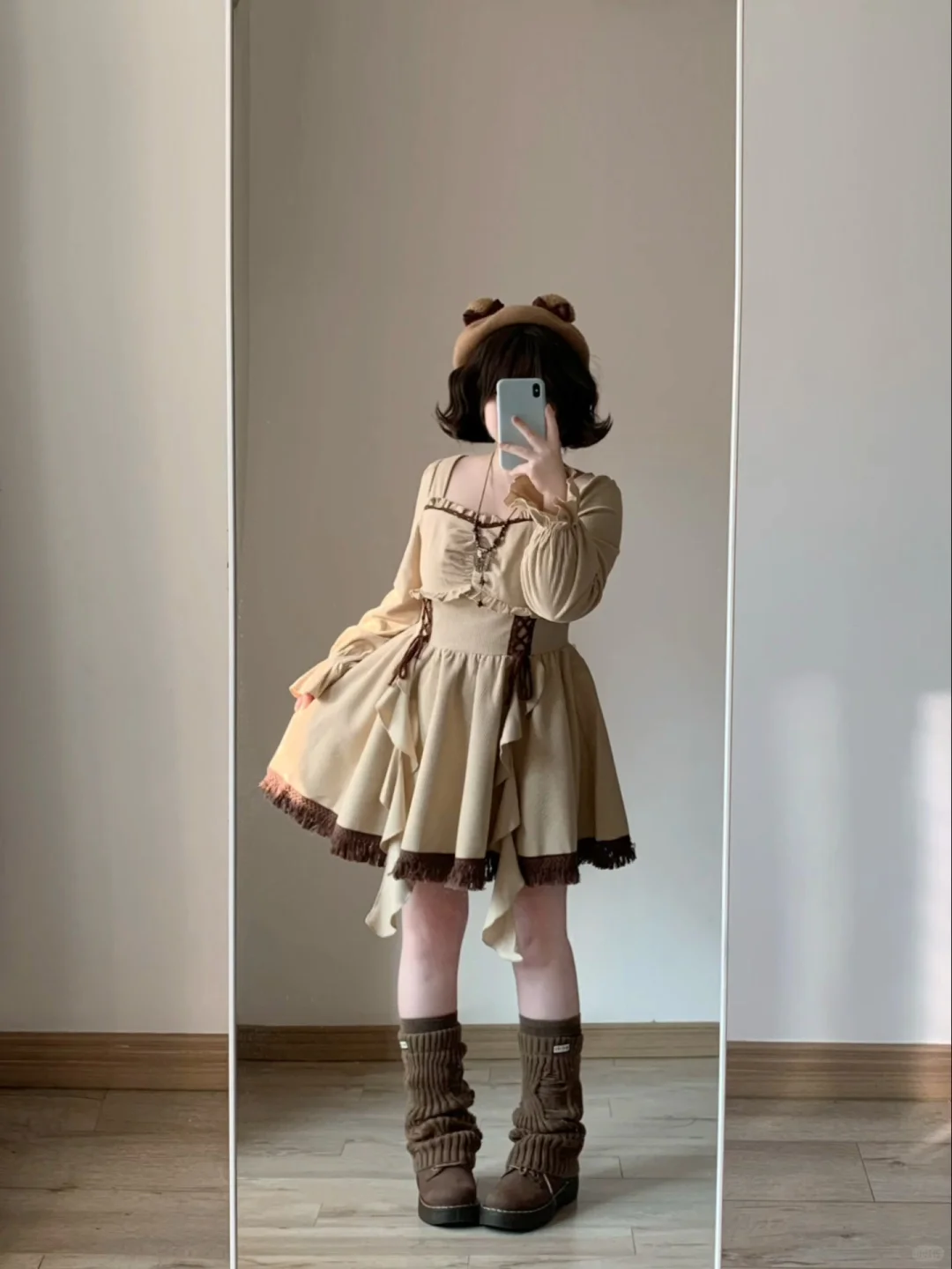 160 120｜微胖甜妹复古棕色系穿搭🍂好可爱