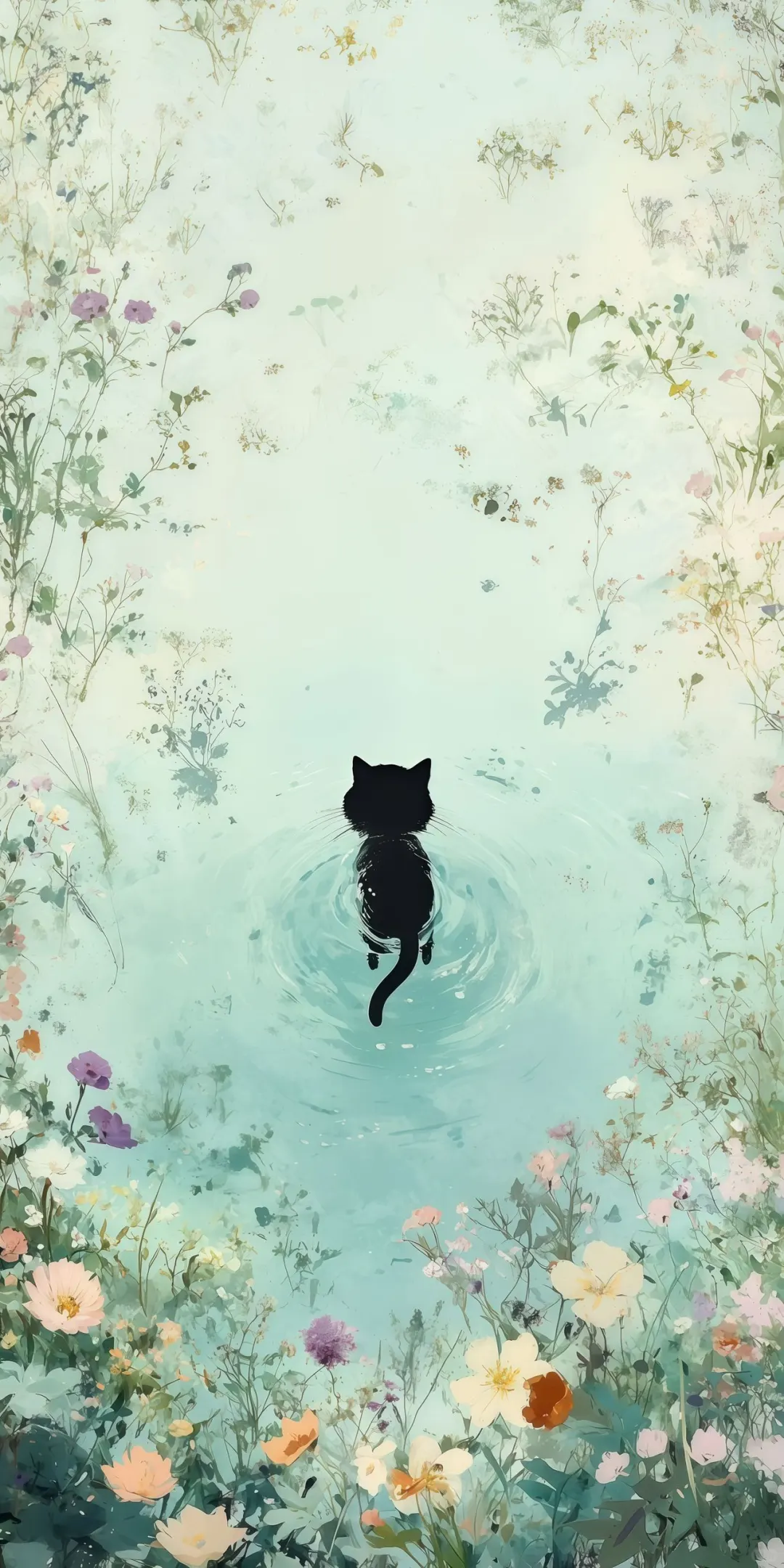 小黑猫的春天｜壁纸