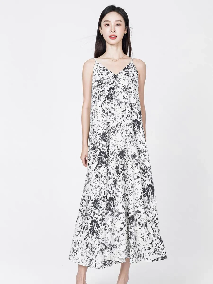 49🌟Mixblu黑色印花吊带连衣裙