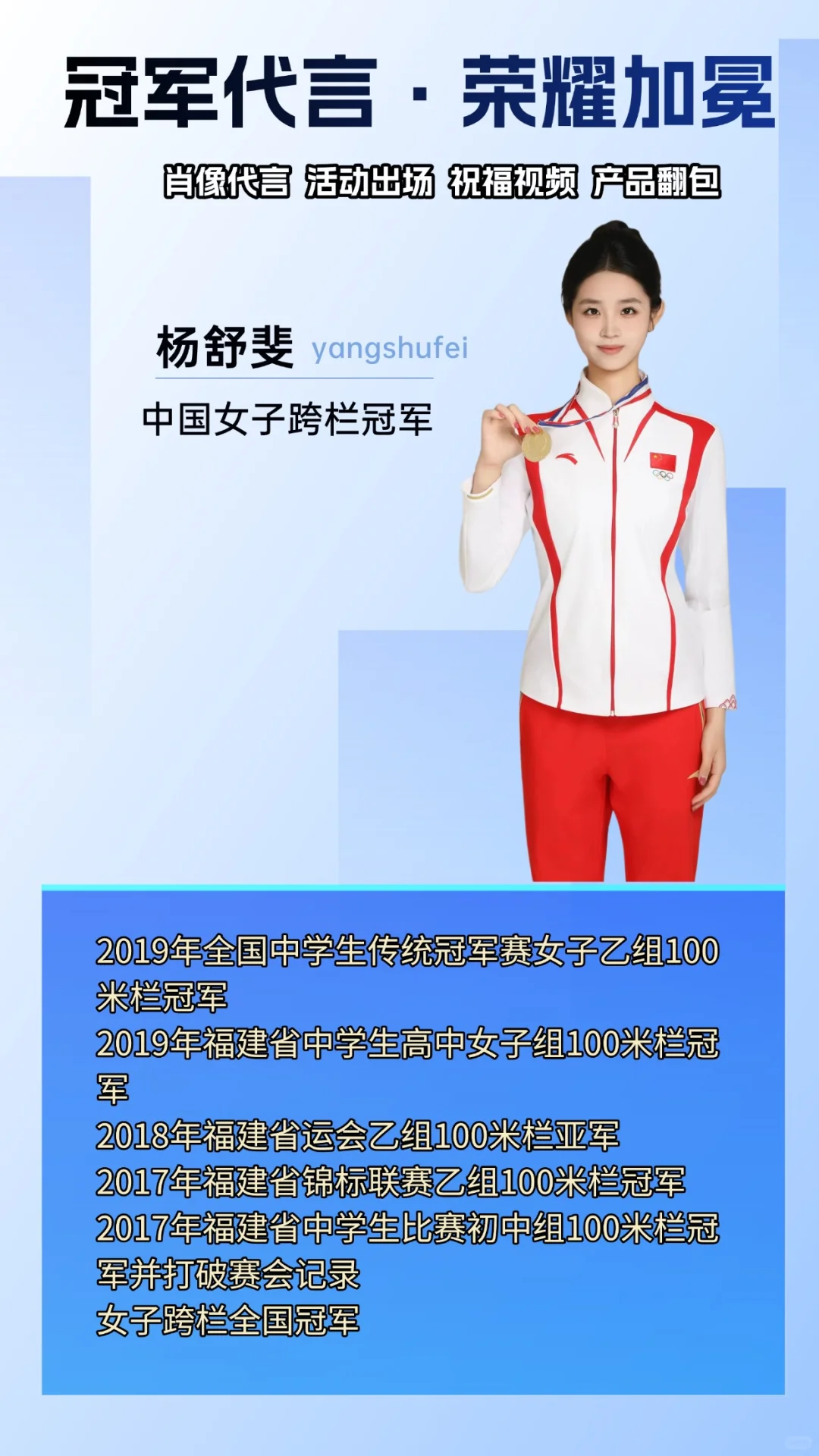 中国女子跨栏冠军杨舒斐！