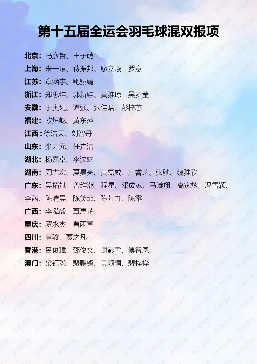 第十五届全运会羽毛球全赛程看点及报项