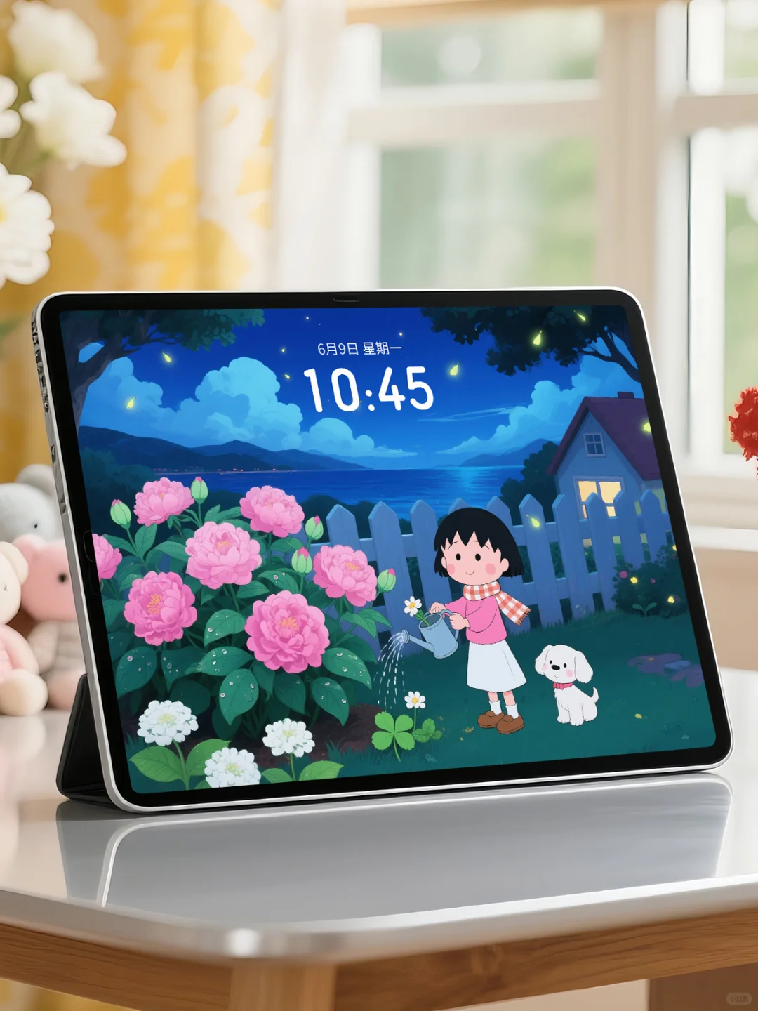 224 樱桃小丸子✿灼灼月季花平板壁纸