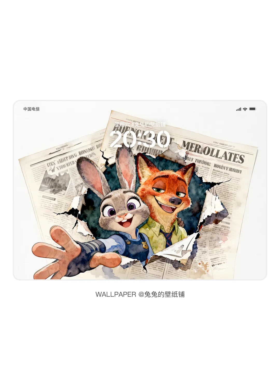 045 | 水彩风尼克和朱迪 | 平板壁纸