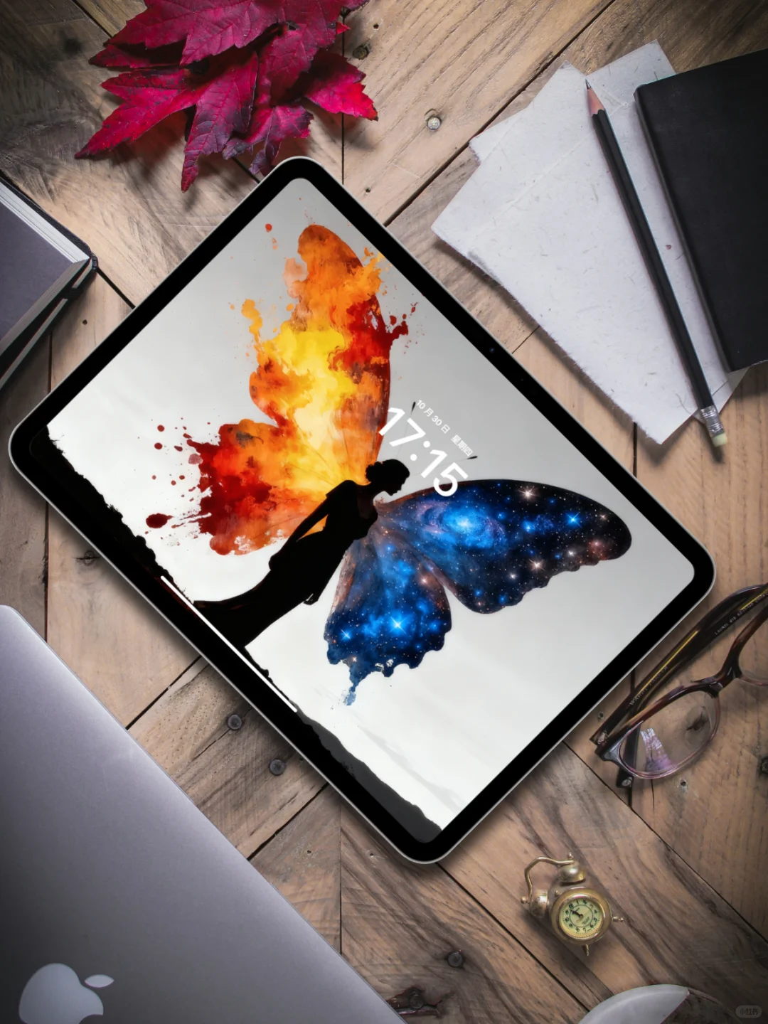 蝴蝶之翼一半火焰一半银河|ipad壁纸