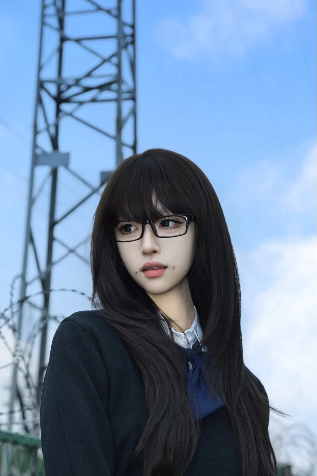 青龙湖铁轨的jk女孩