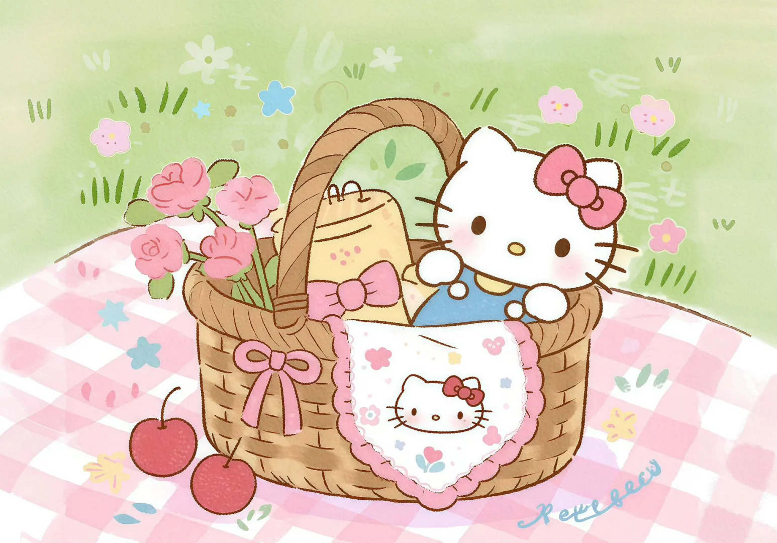 HelloKitty·野餐小乐趣🥂｜平板壁纸𓂃🧺