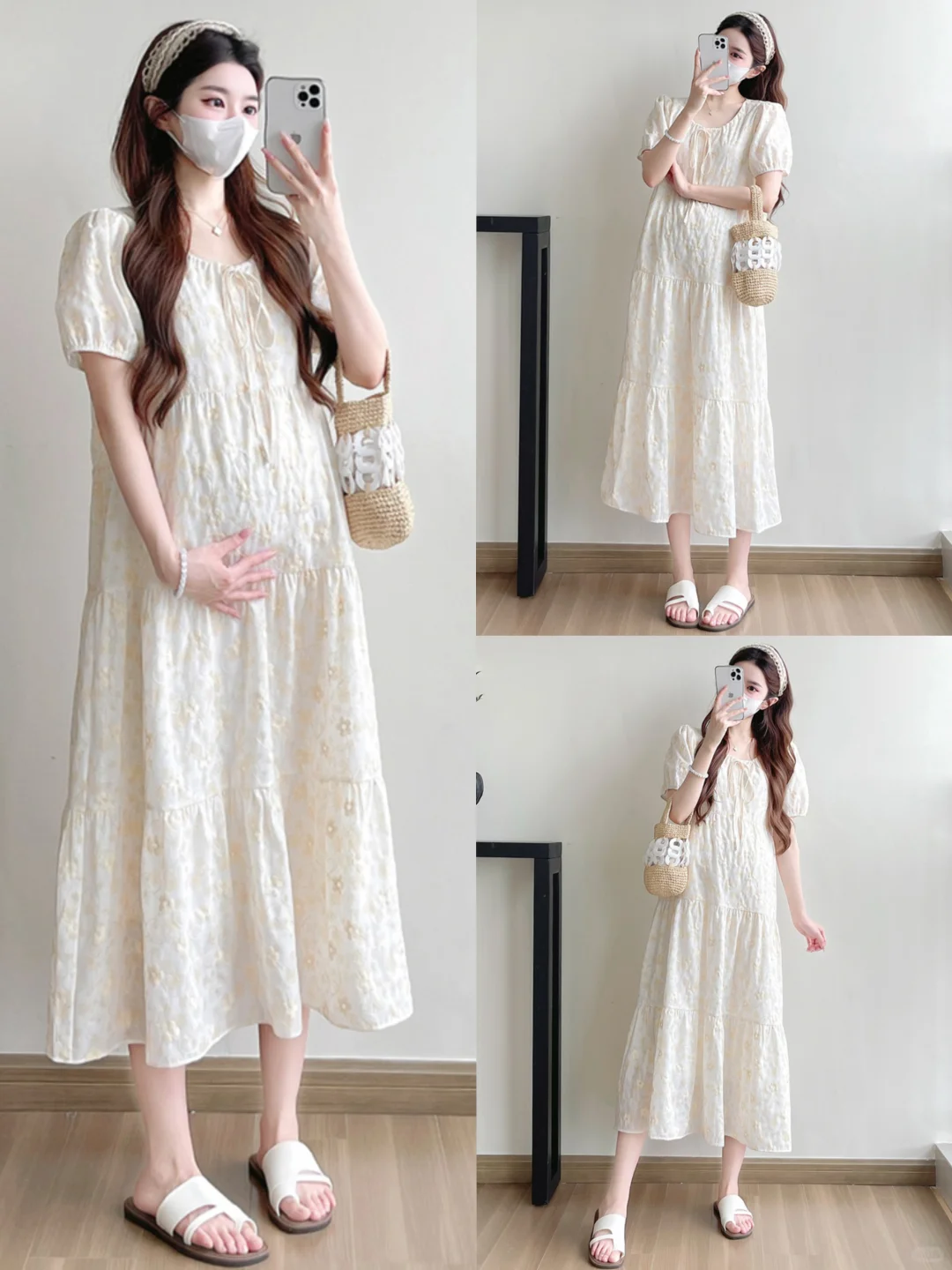 谁懂啊～清冷刺绣孕妇连衣裙真的好显气质啊！