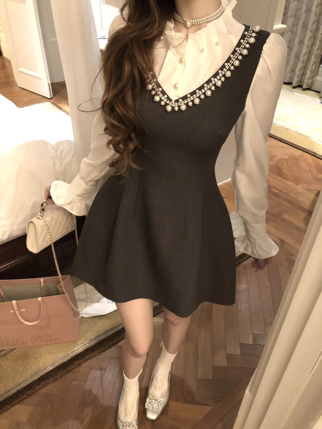 啊啊啊 好久没有穿到这么千金的显瘦A字裙了