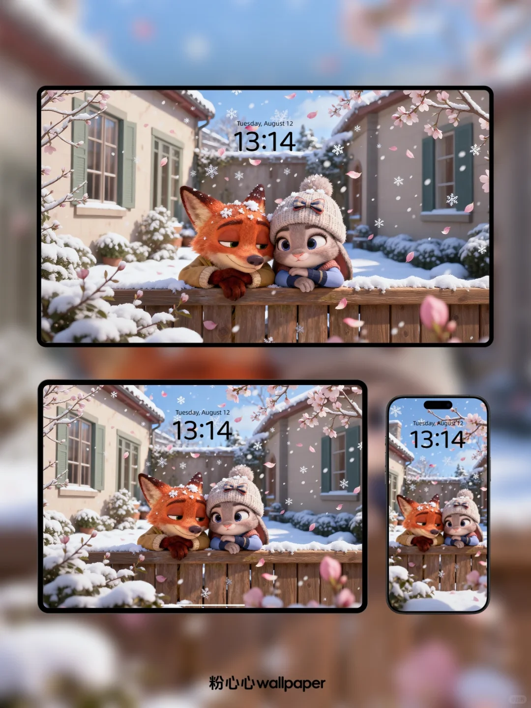 兔狐冬日CP感，花与雪的相遇｜动态壁纸｜104