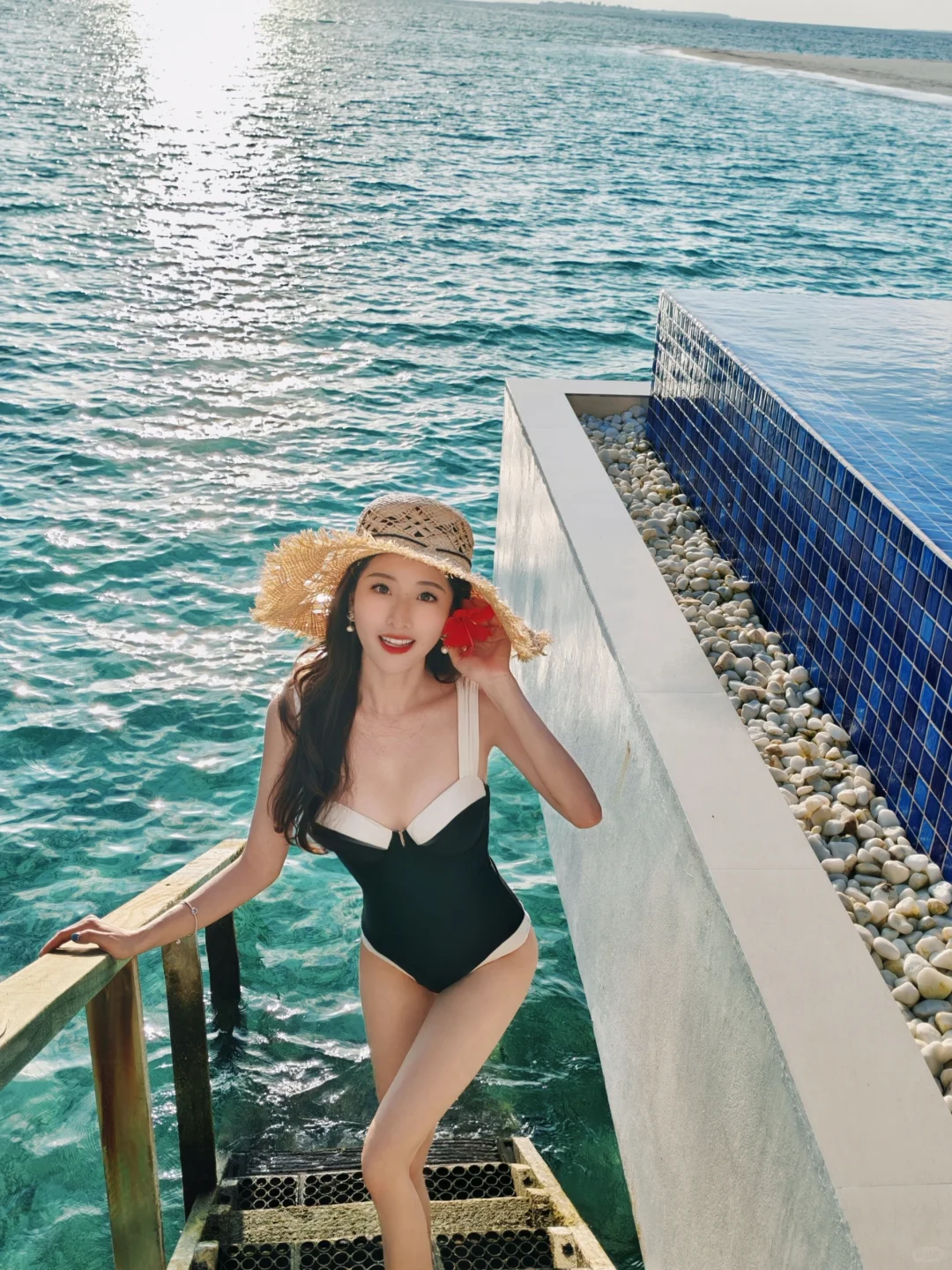 🌊马尔代夫水屋日记，泳装OOTD🖤