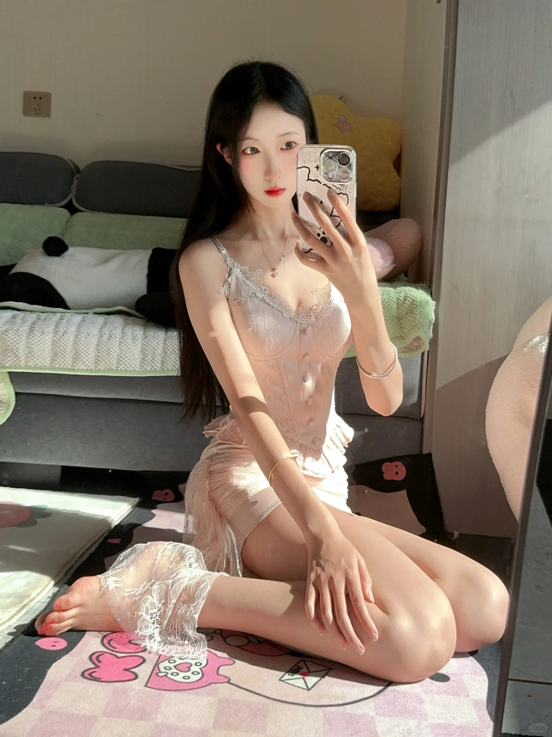 秋天穿粉色也太温柔了～