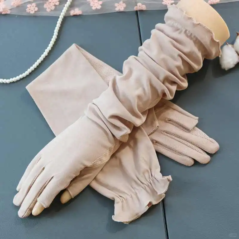 夏季防晒手套女薄款全棉开车骑行防滑防紫外