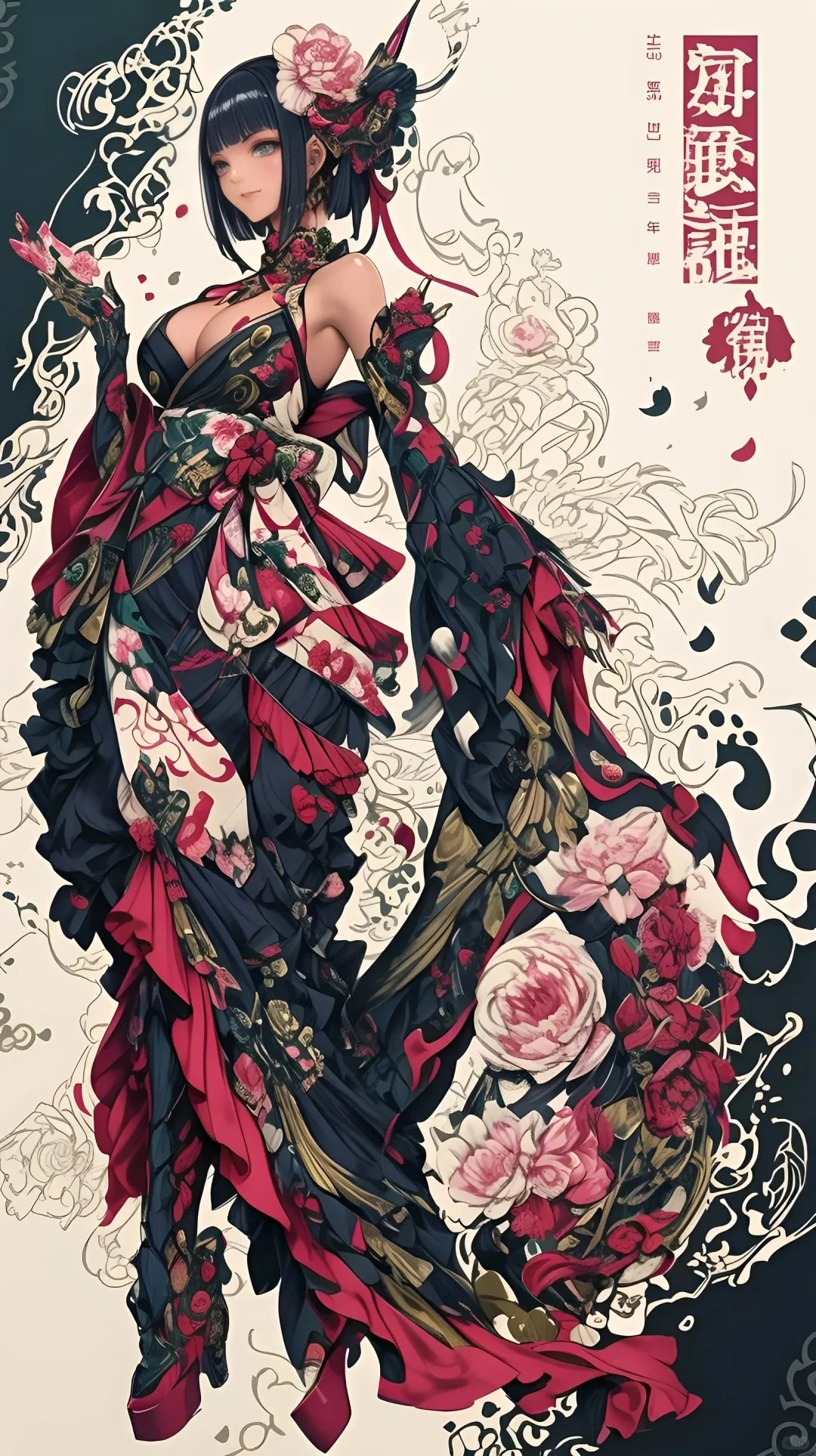 美少女 花朵元素 壁纸