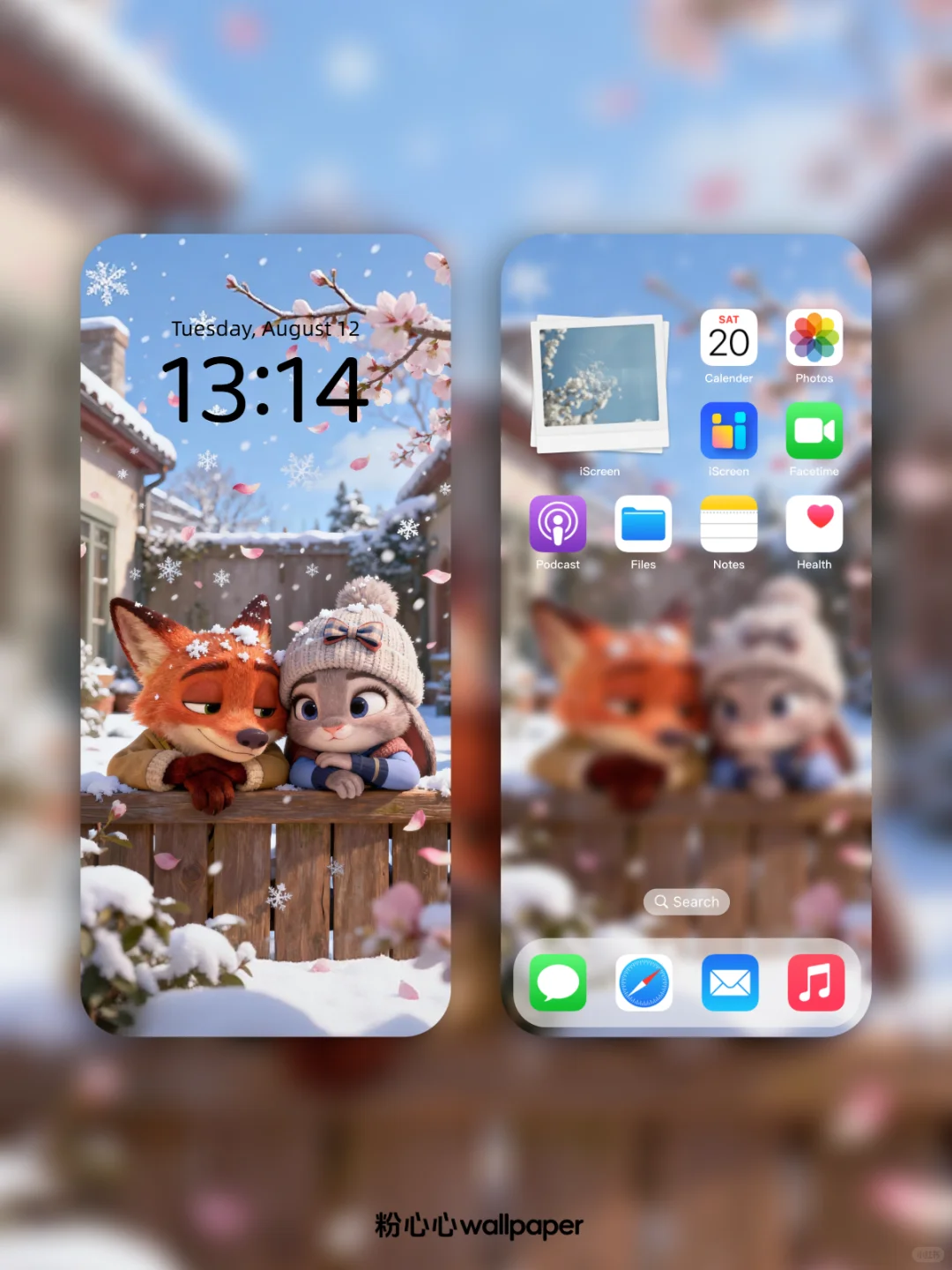 兔狐冬日CP感，花与雪的相遇｜动态壁纸｜104