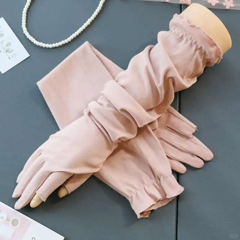 夏季防晒手套女薄款全棉开车骑行防滑防紫外