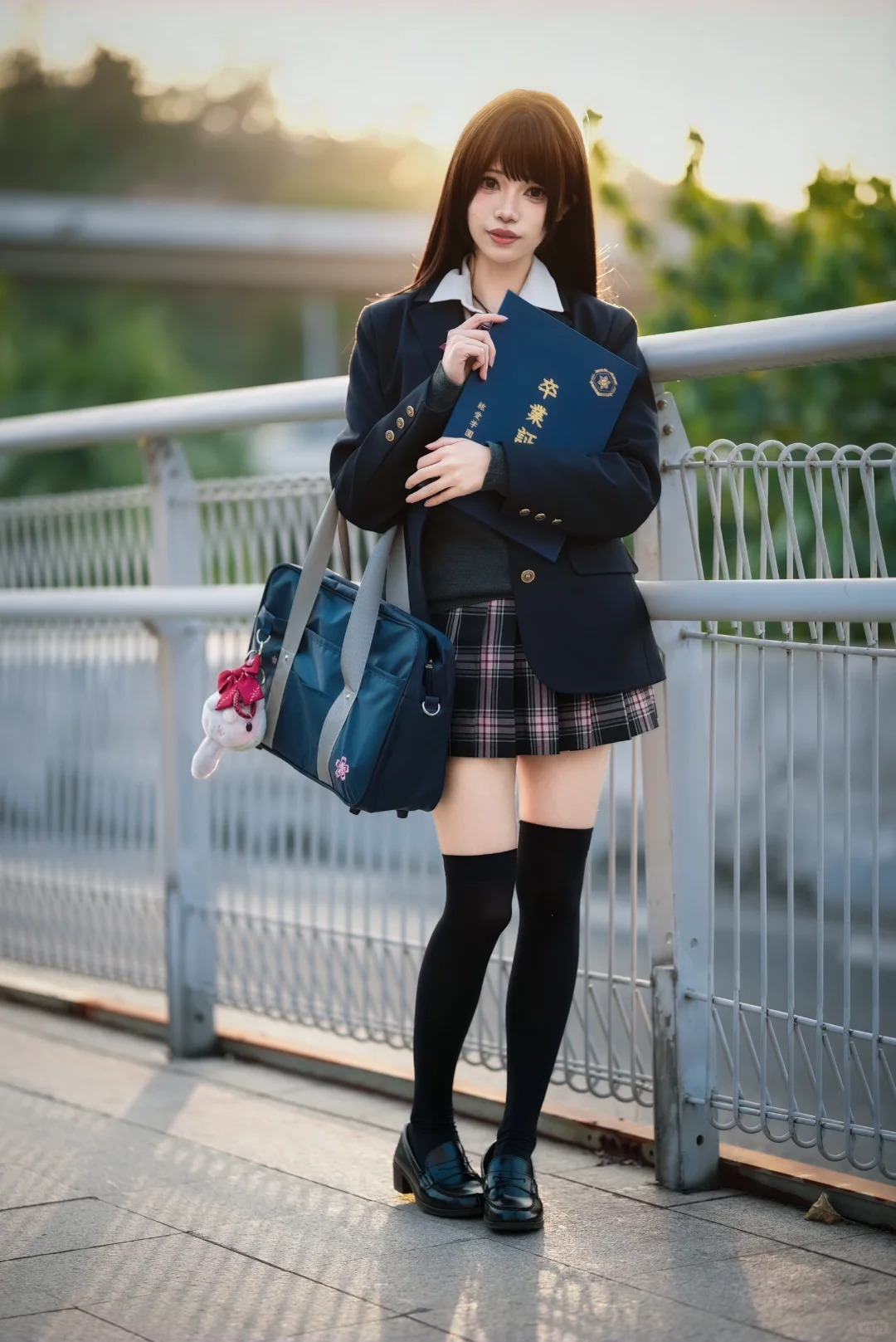 光影交织下的JK制服少女-时尚与青春的碰撞